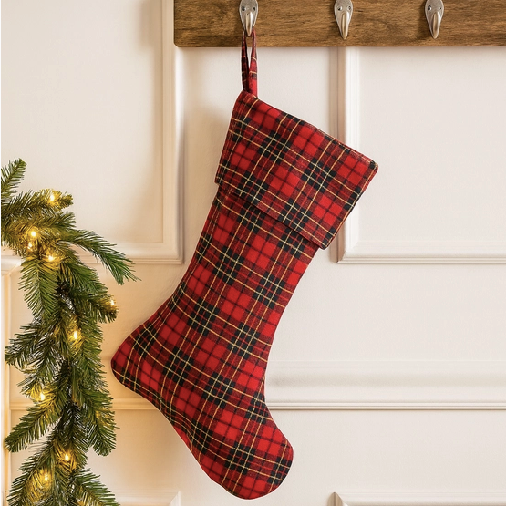Chaussette de Noël à carreaux en tartan