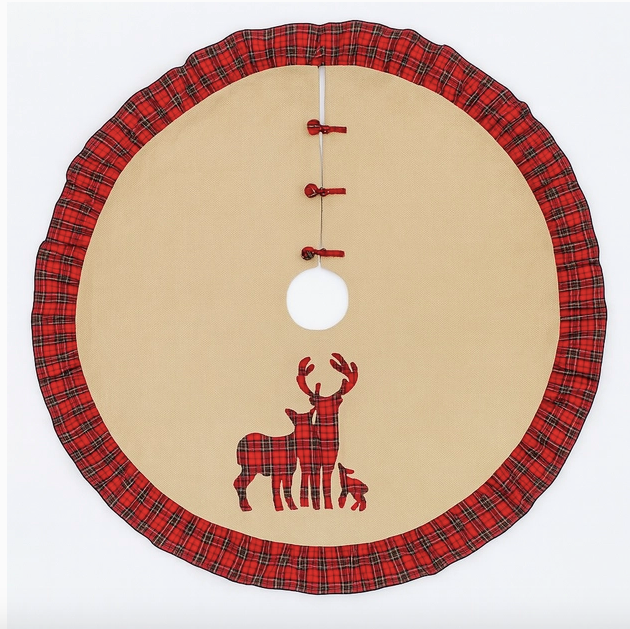 Jupe de sapin de Noël en tartan de renne