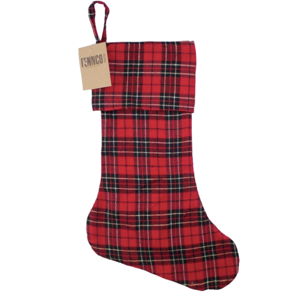Chaussette de Noël à carreaux en tartan